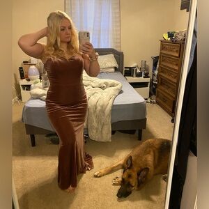 Velvet rose bridesmaid dress